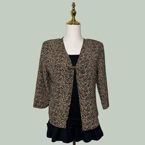 vintage 1980s - 1990s california grown open front shoulder pads black gold chic
